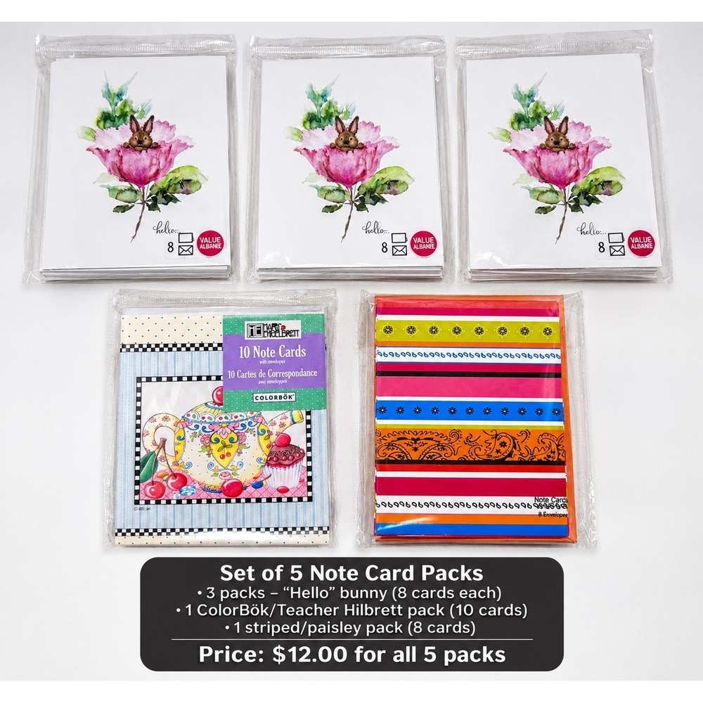 Set of 5 Note Card Packs Stationery Sealed
